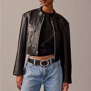 J. Crew Collection Jodie Leather Jacket in Black